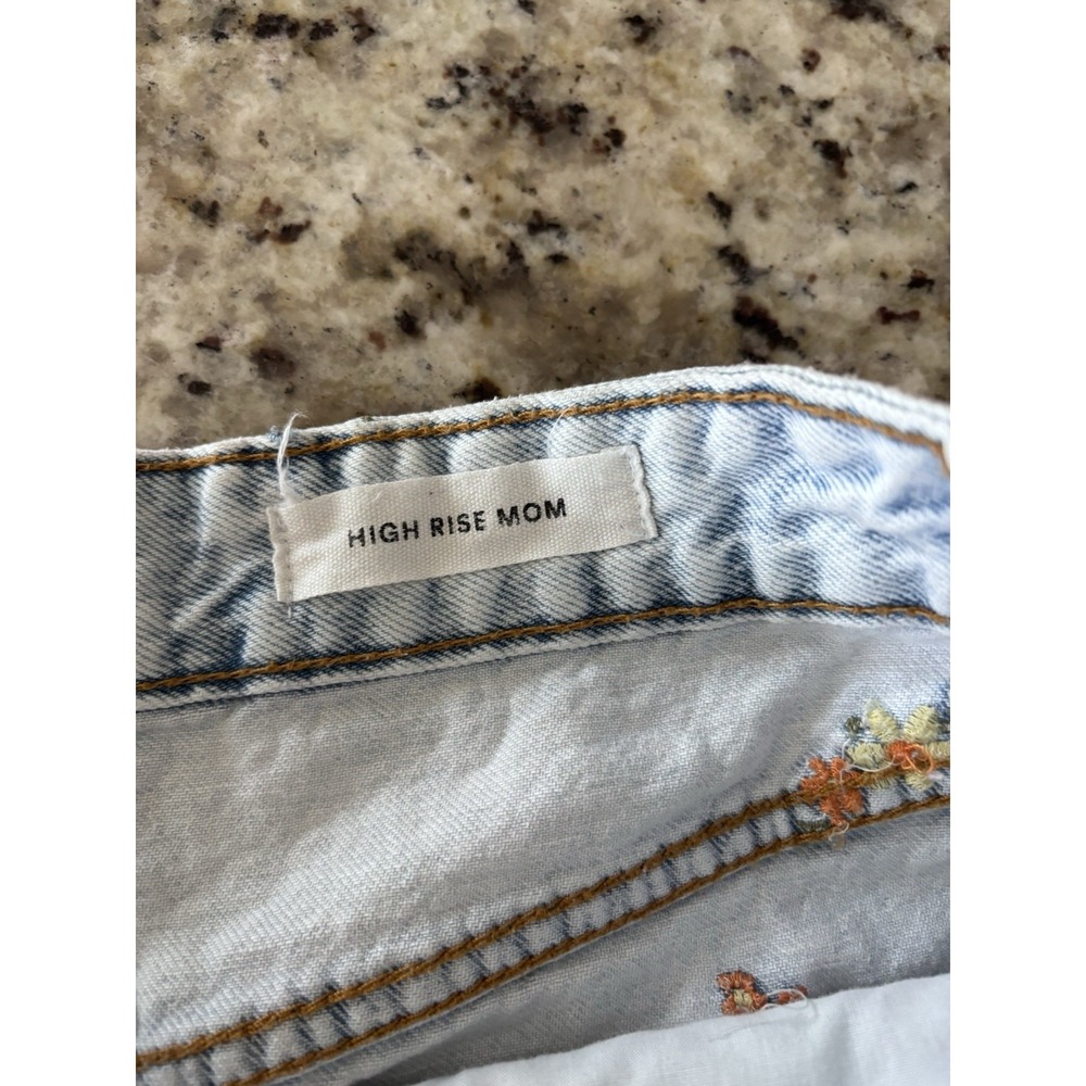 Cotton On Women's High Mom Denim Shorts size 12. Embroidered flowers, distressed - Picture 5 of 10
